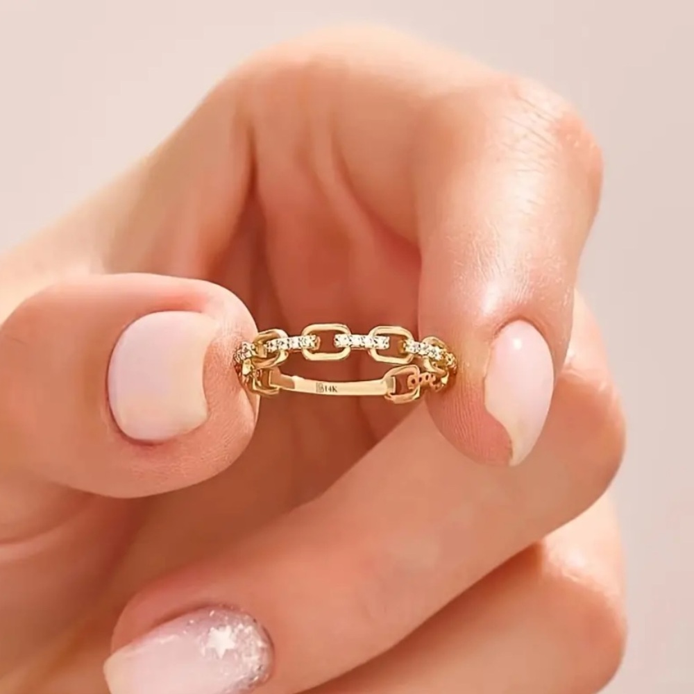 Staxx Gold Chain Link Diamond Ring